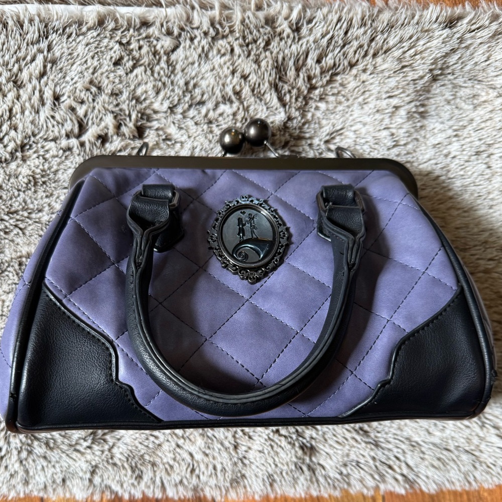 The Nightmare Before Christmas clasp Black and Purple Quilted Women's Handbag
